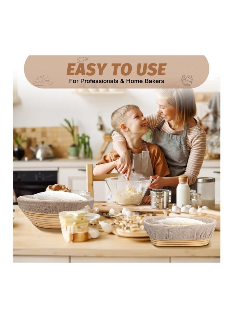 Sourdough Proofing Basket Kit, 23cm Round and 25cm Oval Banneton Bread Baking Supplies, 2 Bread Proofing Baskets with Sourdough Bread Making Tools,Bread Proofing Basket Set - Image 2